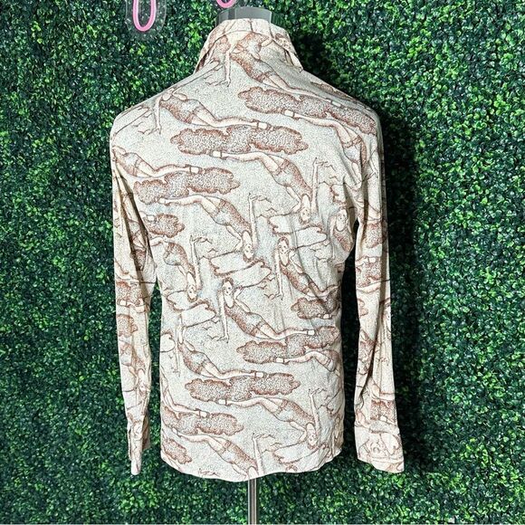 Vtg. Retro Flapper 1920s Swimwear Button Down Shirt Sz M - Picture 3 of 7